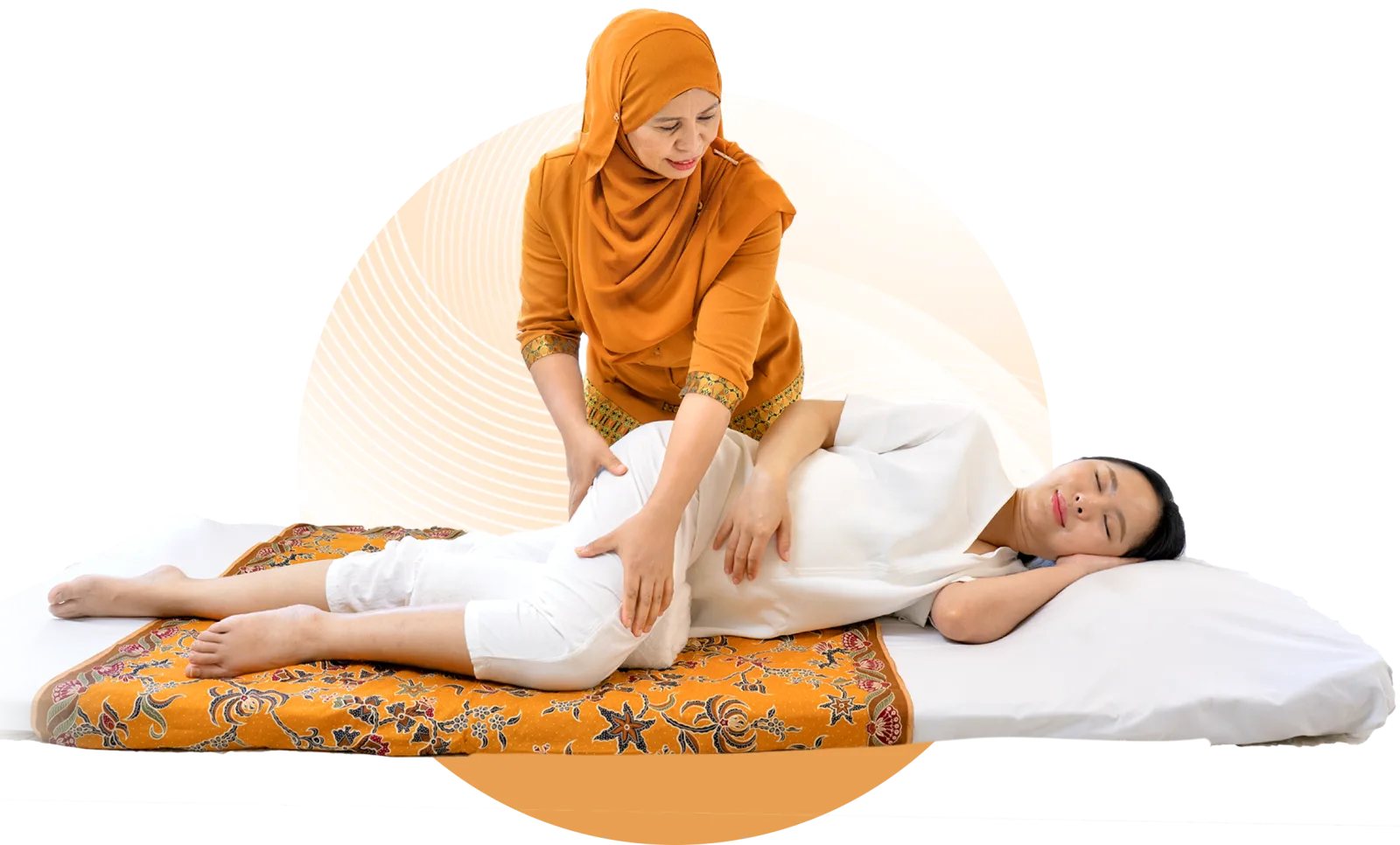 An iBidan practitioner caring for a mother at home